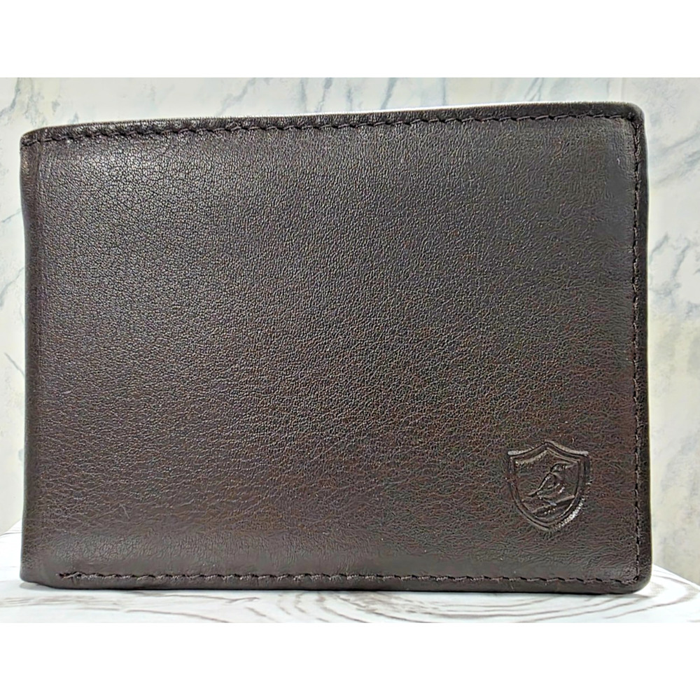 Cochoa Men's Bifold Genuine Leather Brown RFID, 2 ID Windows, Slim Wallet